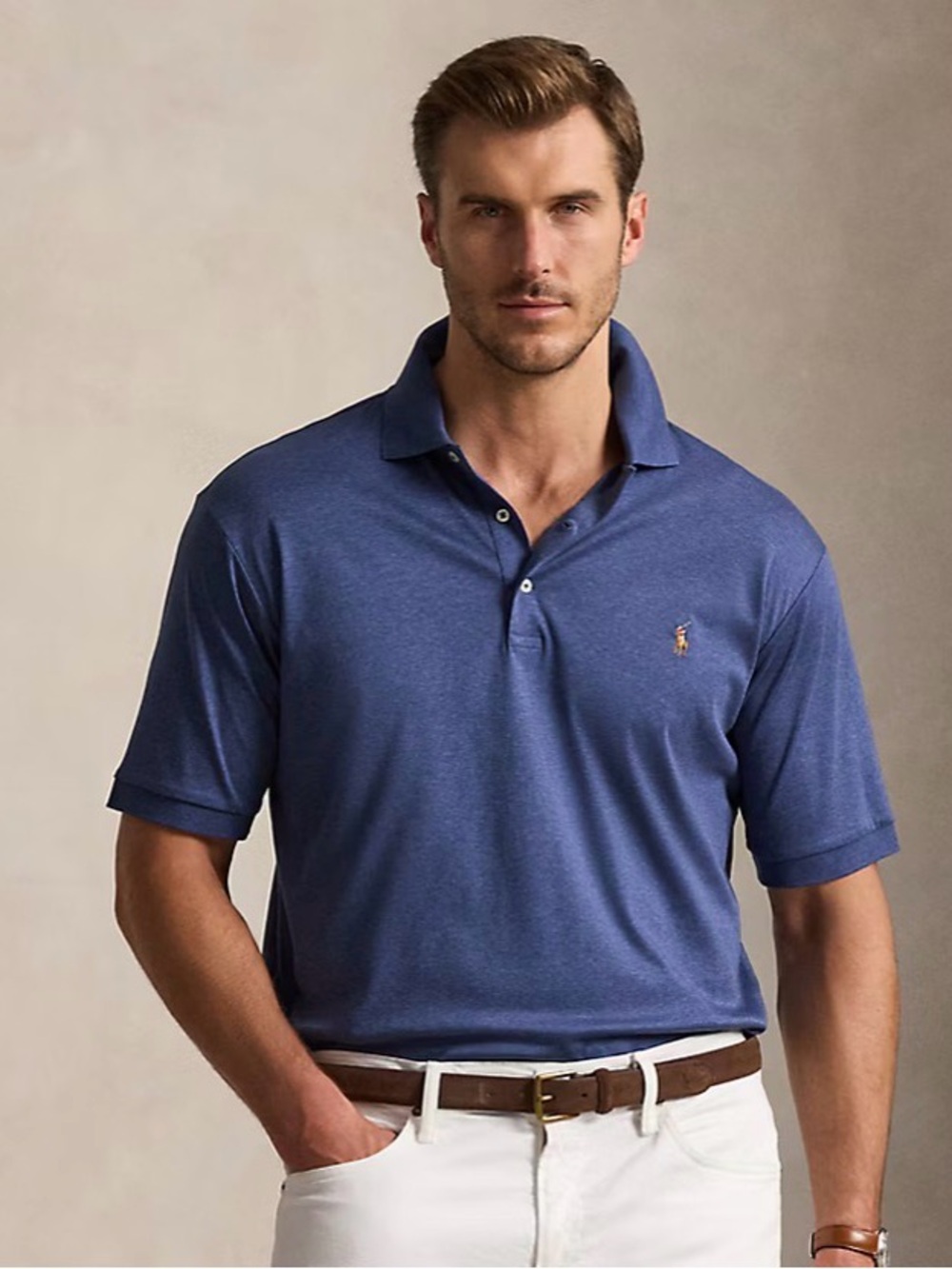 Polo Ralph Lauren Mens 2XB Navy Blue Soft Cotton Short Sleeve Polo Shirt Classic
